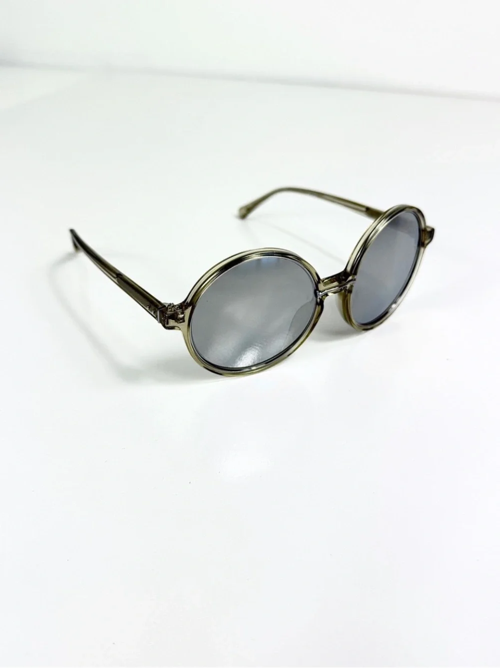Linda Farrow LFL650 Oversized Round Sunglasses White Gold Titanium Full Set